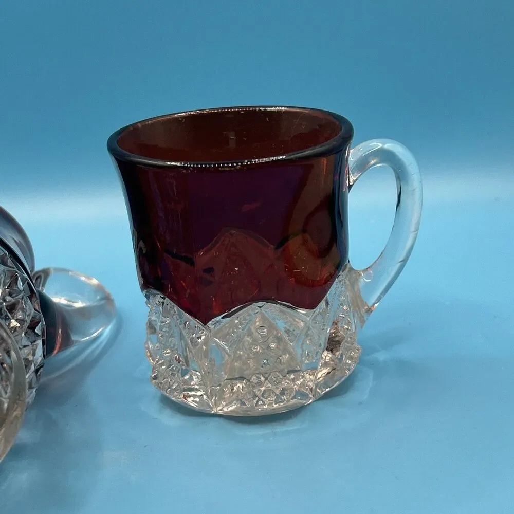 Antique Ruby Etched Pitcher Mother/mama 1904